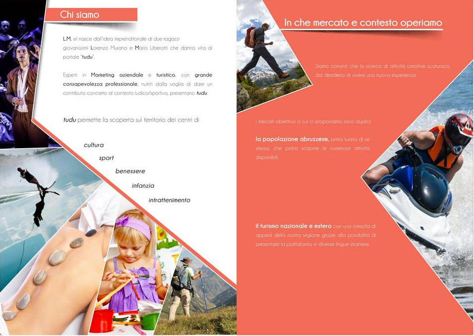 cantante sci d'acqua massaggio pietre bambina bionda nordic walking chi siamo tudu app pescara abruzzo brochure di presentazione